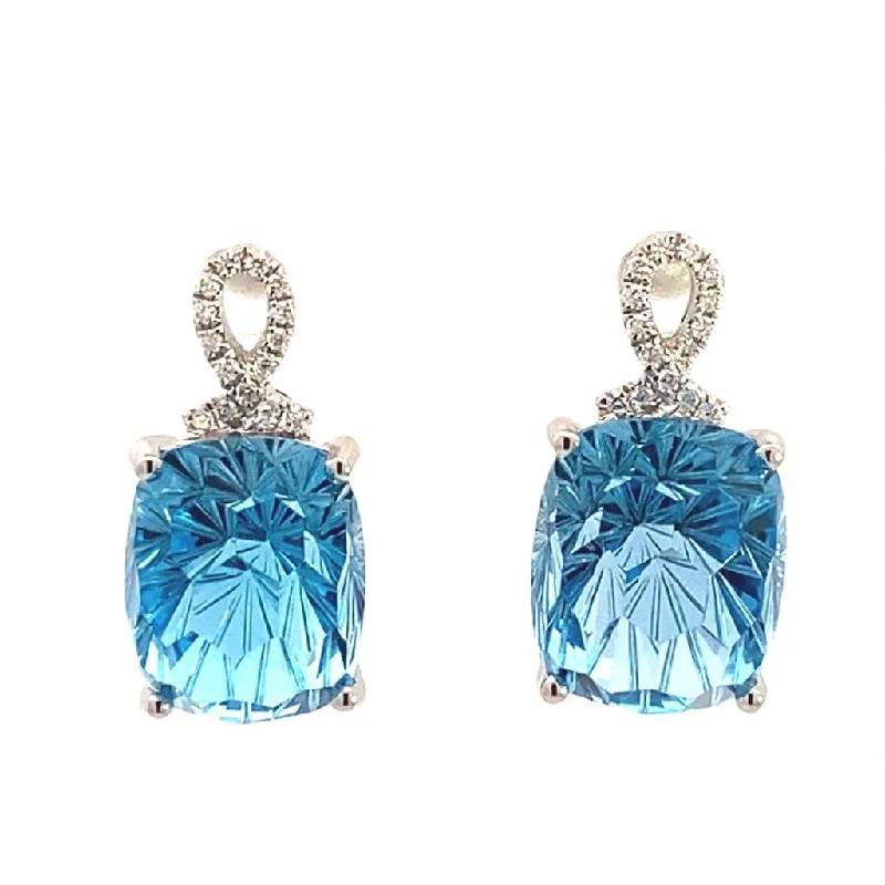 Modern Statement Jewelry For Bold Styling 14K White Gold Blue Topaz And Diamonds Earrings Modern Statement Jewelry For Bold Styling 14K White Gold Blue Topaz And Diamonds Earrings