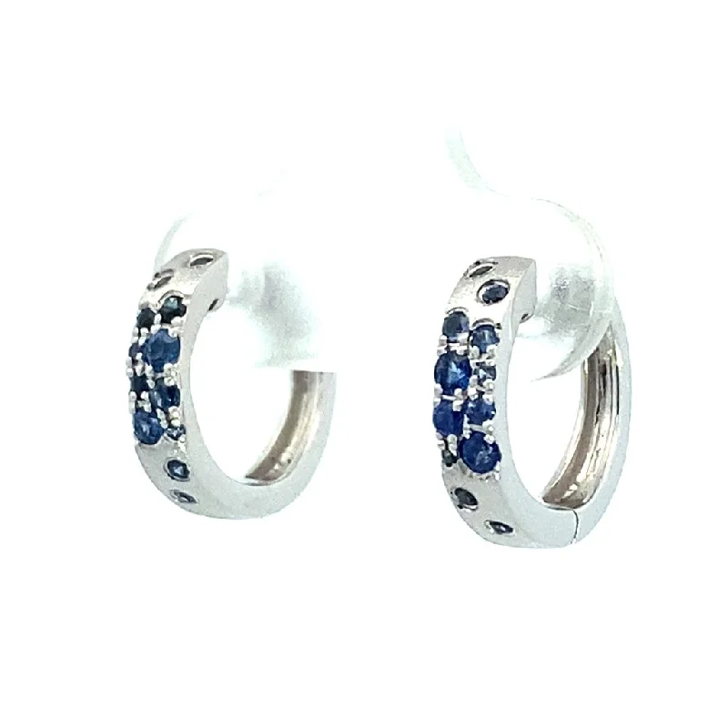 Limited-Time Offer On Premium Jewelry Collections 14K White Gold 'Confetti' Sapphires Flush Set Huggie Earrings