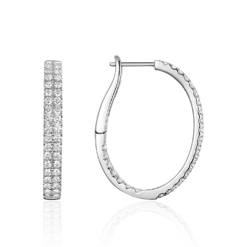 Personalized Jewelry At Special Discount Rates 14K White Gold Double Row Diamond Hoop Earrings Personalized Jewelry At Special Discount Rates 14K White Gold Double Row Diamond Hoop Earrings