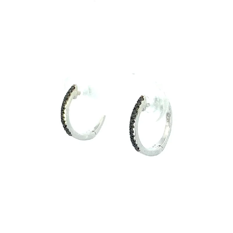 Fashion-Forward Geometric Jewelry For Contemporary Style 14K White Gold Inside Out Black Diamond Huggie Earrings Fashion-Forward Geometric Jewelry For Contemporary Style 14K White Gold Inside Out Black Diamond Huggie Earrings
