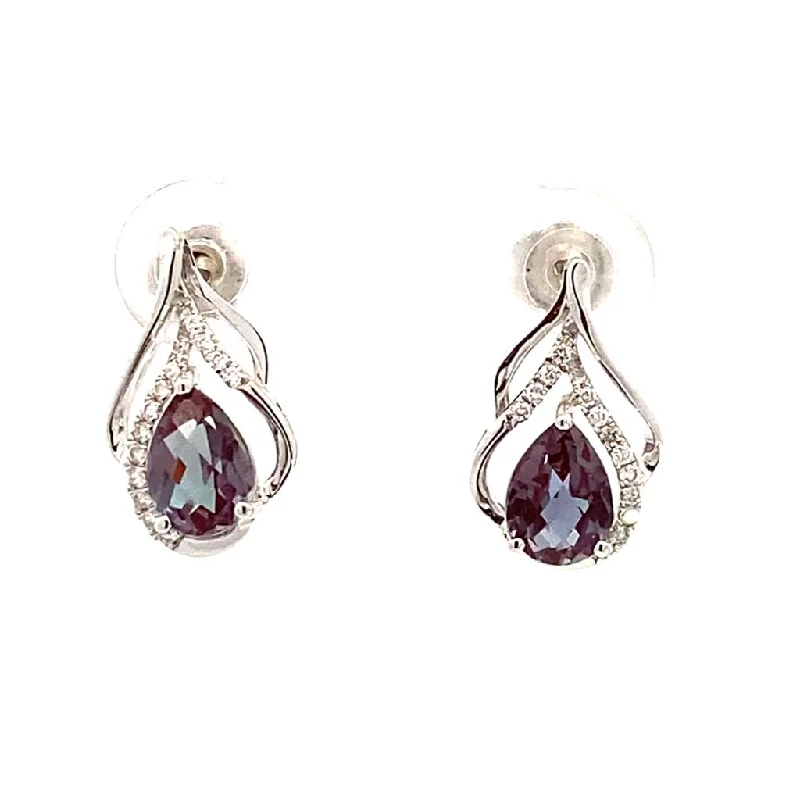 Luxury Jewelry Sale – Sparkle For Less 14K White Gold Lab Grown Alexandrites Drop Earrings Luxury Jewelry Sale – Sparkle For Less 14K White Gold Lab Grown Alexandrites Drop Earrings