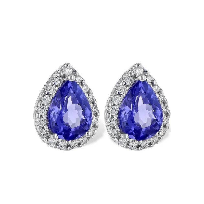 Holiday Jewelry Sale – Perfect Gifts At Great Prices 14K White Gold Pear Tanzanite Diamond Halo Earrings