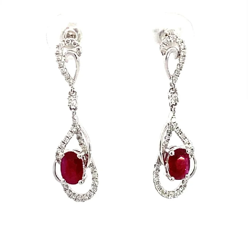 Flash Sale On Exquisite Jewelry – Don't Miss Out 14K White Gold Ruby And Diamond Dangle Earrings Flash Sale On Exquisite Jewelry – Don't Miss Out 14K White Gold Ruby And Diamond Dangle Earrings