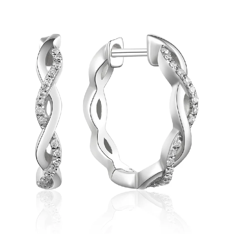 Handmade Pearl Jewelry For Timeless Elegance 14K White Gold Twisted Diamond Hoop Earrings Handmade Pearl Jewelry For Timeless Elegance 14K White Gold Twisted Diamond Hoop Earrings