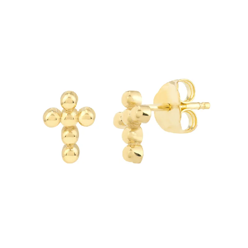 Exclusive Jewelry Markdowns – Limited-Time Offer 14K Yellow Gold Bead Cross Earrings Exclusive Jewelry Markdowns – Limited-Time Offer 14K Yellow Gold Bead Cross Earrings