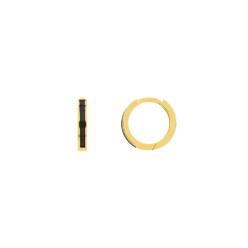 Stunning Jewelry At Even More Stunning Prices 14K Yellow Gold Black Enamel Baby Hoop Earrings Stunning Jewelry At Even More Stunning Prices 14K Yellow Gold Black Enamel Baby Hoop Earrings