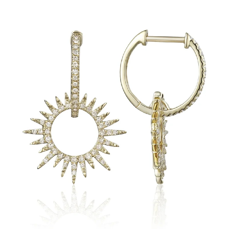 Chic And Stylish Jewelry At Discounted Prices 14K Yellow Gold Diamond Sunburst Drop Earrings Chic And Stylish Jewelry At Discounted Prices 14K Yellow Gold Diamond Sunburst Drop Earrings