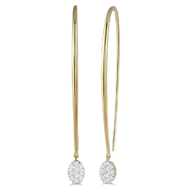 Modern Jewelry At Exclusive Discounts – Shop Today 14K Yellow Gold ‘Lovebright’ Oval Shape Diamond Cluster Drop Earrings