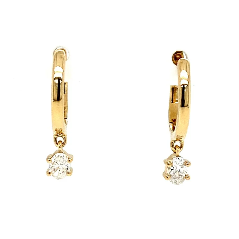 Luxury Handcrafted Jewelry For Elegant Looks 14K Yellow Gold Oval Diamond Drop Huggie Earrings Luxury Handcrafted Jewelry For Elegant Looks 14K Yellow Gold Oval Diamond Drop Huggie Earrings