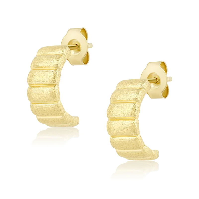 Your Dream Jewelry At Dream Prices 14K Yellow Gold Overlay Matte Finish Mini Fluted J Hoops Your Dream Jewelry At Dream Prices 14K Yellow Gold Overlay Matte Finish Mini Fluted J Hoops