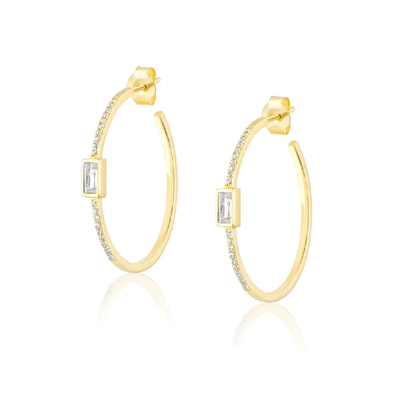 Unique Jewelry For Less – Shop The Sale Now 14K Yellow Gold Overlay Pavé And Baguette White Zircon Hoops Unique Jewelry For Less – Shop The Sale Now 14K Yellow Gold Overlay Pavé And Baguette White Zircon Hoops