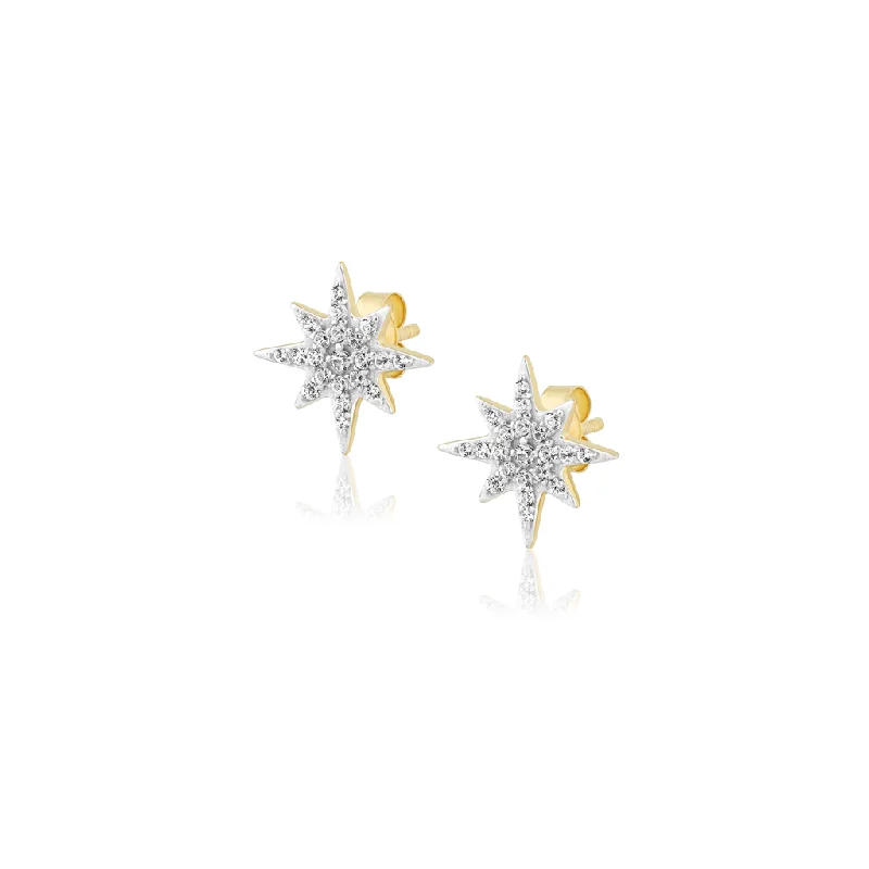 Get The Jewelry You Love At A Price You Love 14K Yellow Gold Overlay White Zircon Pavé Starburst Earrings Get The Jewelry You Love At A Price You Love 14K Yellow Gold Overlay White Zircon Pavé Starburst Earrings
