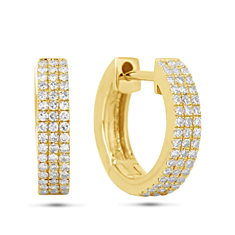 Trending Jewelry Now Available At Exclusive Prices 14K Yellow Gold Round Diamond Huggie Earrings