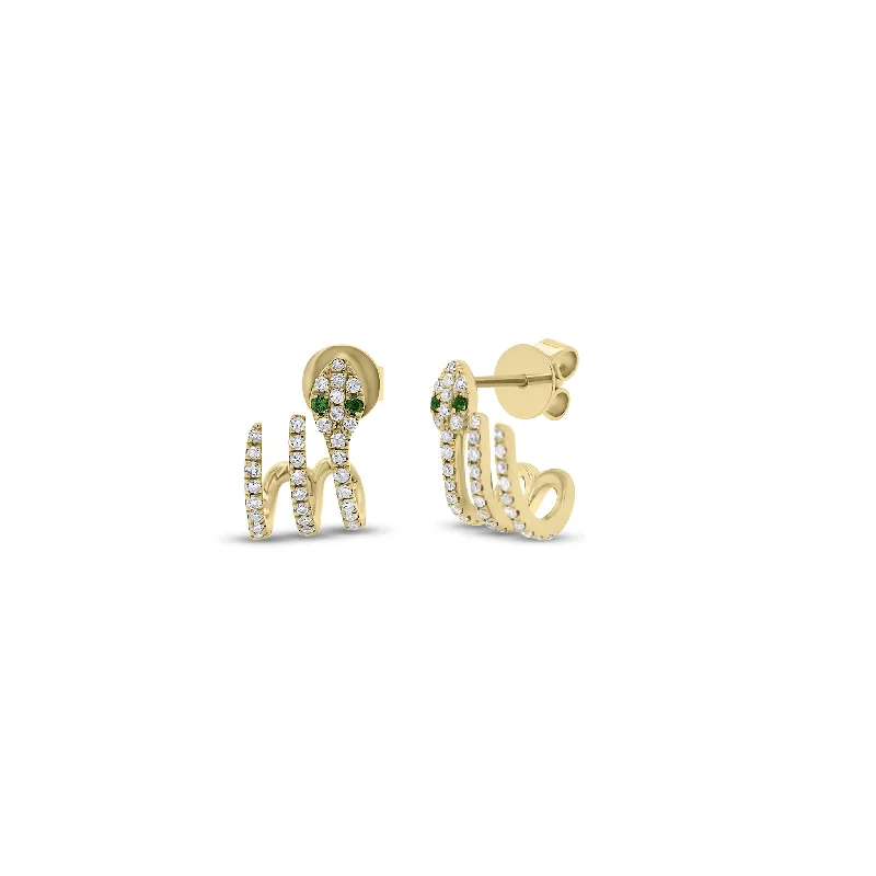 The Perfect Jewelry Piece At The Perfect Discount Diamond & Emerald Snake Crawler Earrings The Perfect Jewelry Piece At The Perfect Discount Diamond & Emerald Snake Crawler Earrings
