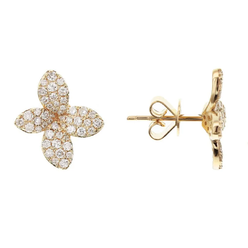 Timeless Jewelry, Timeless Savings – Don't Wait 18K Yellow Gold Diamond Flower Earrings Timeless Jewelry, Timeless Savings – Don't Wait 18K Yellow Gold Diamond Flower Earrings