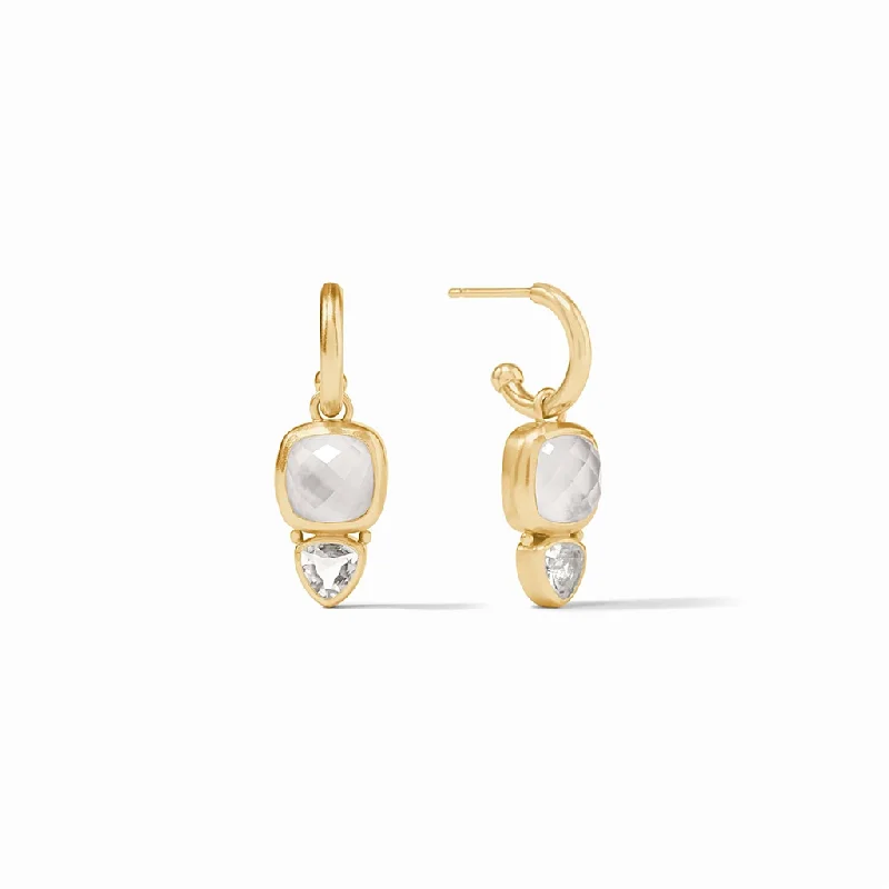 Glamorous Jewelry, Glamorous Deals – Shop Now 24K Yellow Gold Overlay 'Aquitaine' Duo Hoop And Charm Earring With Iridescent Clear Crystal Glamorous Jewelry, Glamorous Deals – Shop Now 24K Yellow Gold Overlay 'Aquitaine' Duo Hoop And Charm Earring With Iridescent Clear Crystal