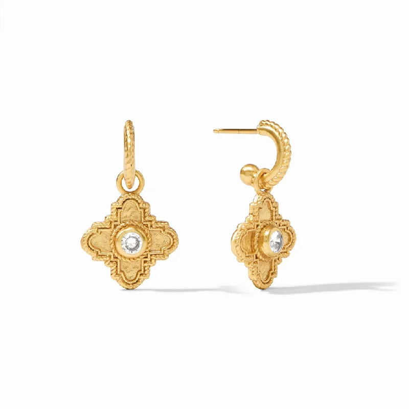 High-Quality Jewelry At A Fraction Of The Cost 24K Yellow Gold Overlay 'Theodora' Hoop And Charm Earrings High-Quality Jewelry At A Fraction Of The Cost 24K Yellow Gold Overlay 'Theodora' Hoop And Charm Earrings