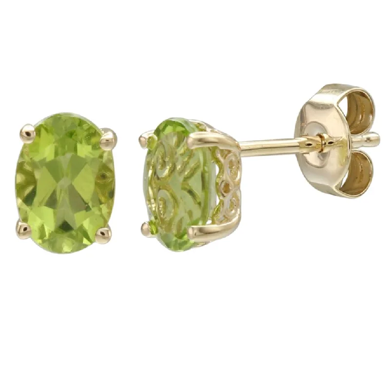 Exclusive Jewelry Discounts – Shop Now For Savings August Birthstone Earrings: 14K Yellow Gold Oval Peridot Earrings