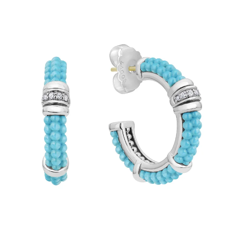 Chic And Stylish Jewelry At Exclusive Prices Blue Caviar Ceramic and Diamond Hoop Earrings Chic And Stylish Jewelry At Exclusive Prices Blue Caviar Ceramic and Diamond Hoop Earrings