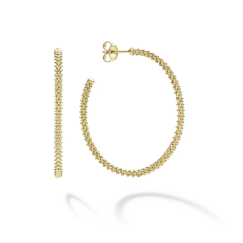 Discounted Luxury Jewelry – Shine Without The Splurge Caviar Gold 18K Gold Caviar Hoop Earrings