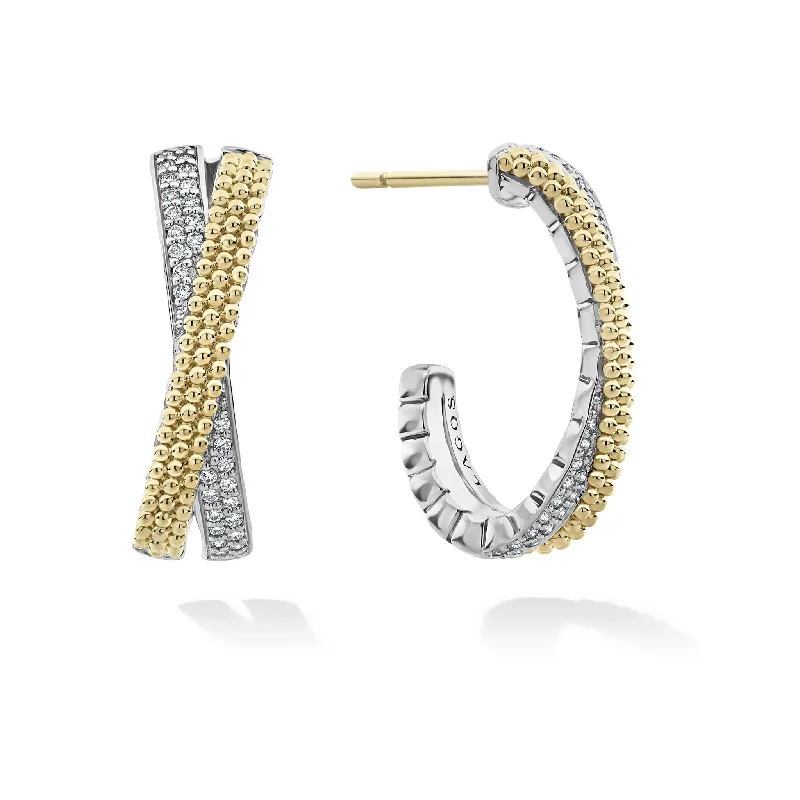 Bold And Beautiful Jewelry Now At Irresistible Prices Caviar Lux Two-Tone Caviar X Diamond Hoop Earrings Bold And Beautiful Jewelry Now At Irresistible Prices Caviar Lux Two-Tone Caviar X Diamond Hoop Earrings