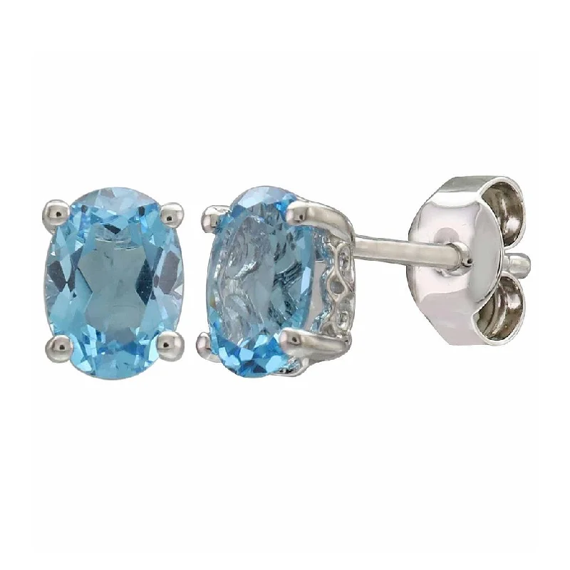 Shop Stylish Jewelry Now And Save Big December Birthstone Earrings: 14K White Gold Oval Swiss Blue Topaz Earrings Shop Stylish Jewelry Now And Save Big December Birthstone Earrings: 14K White Gold Oval Swiss Blue Topaz Earrings