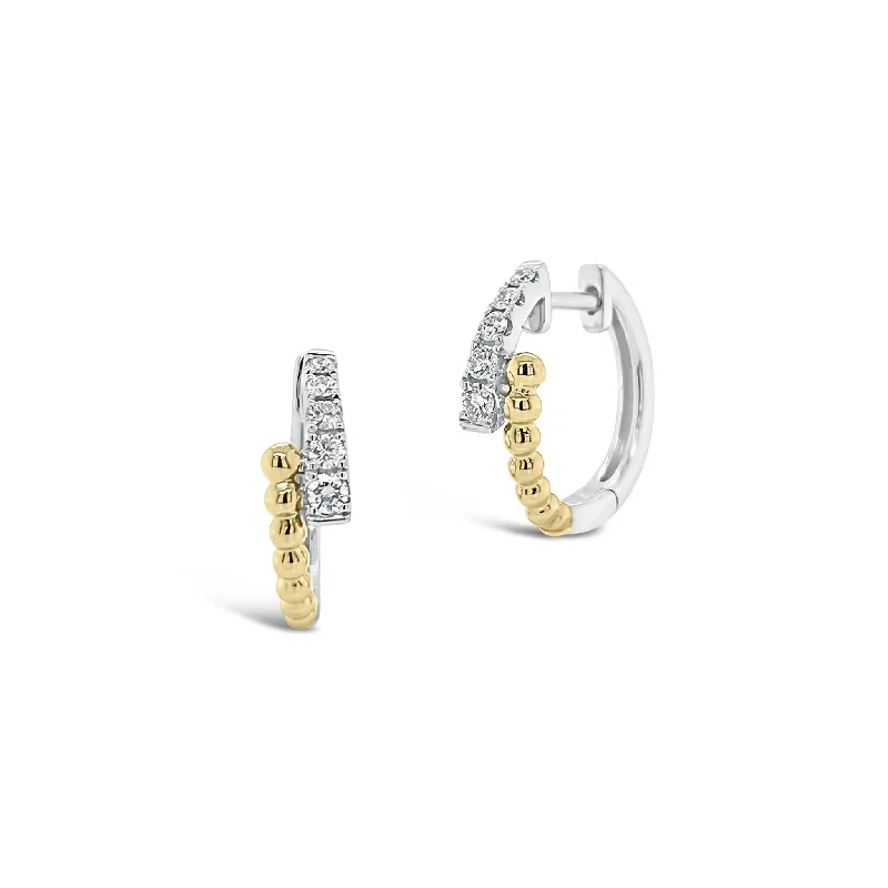 Seasonal Jewelry Sale – Upgrade Your Style Today Diamond & Beaded Gold Crossover Huggie Earrings