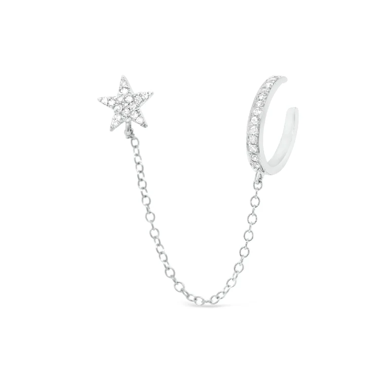 Affordable Glamour – Must-Have Jewelry At Special Rates Diamond Ear Cuff with Chain and Diamond Star Affordable Glamour – Must-Have Jewelry At Special Rates Diamond Ear Cuff with Chain and Diamond Star