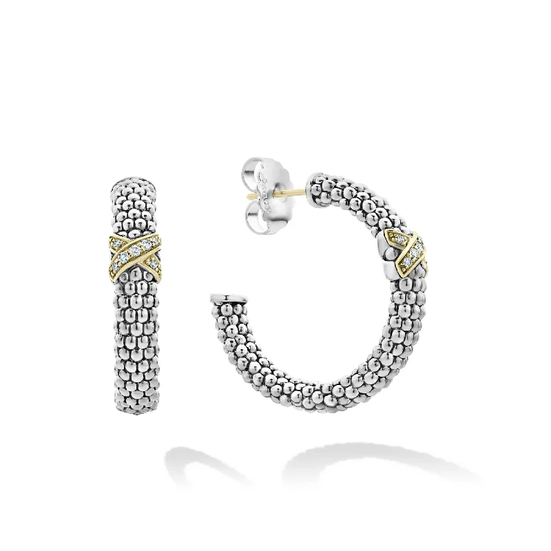 Waterproof Stainless Steel Jewelry For Lasting Beauty Embrace Small X Diamond Caviar Hoop Earrings Waterproof Stainless Steel Jewelry For Lasting Beauty Embrace Small X Diamond Caviar Hoop Earrings