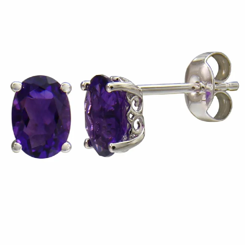 Trendy And Classic Jewelry Now At Reduced Prices February Birthstone Earrings: 14K White Gold Oval Amethyst Earrings Trendy And Classic Jewelry Now At Reduced Prices February Birthstone Earrings: 14K White Gold Oval Amethyst Earrings