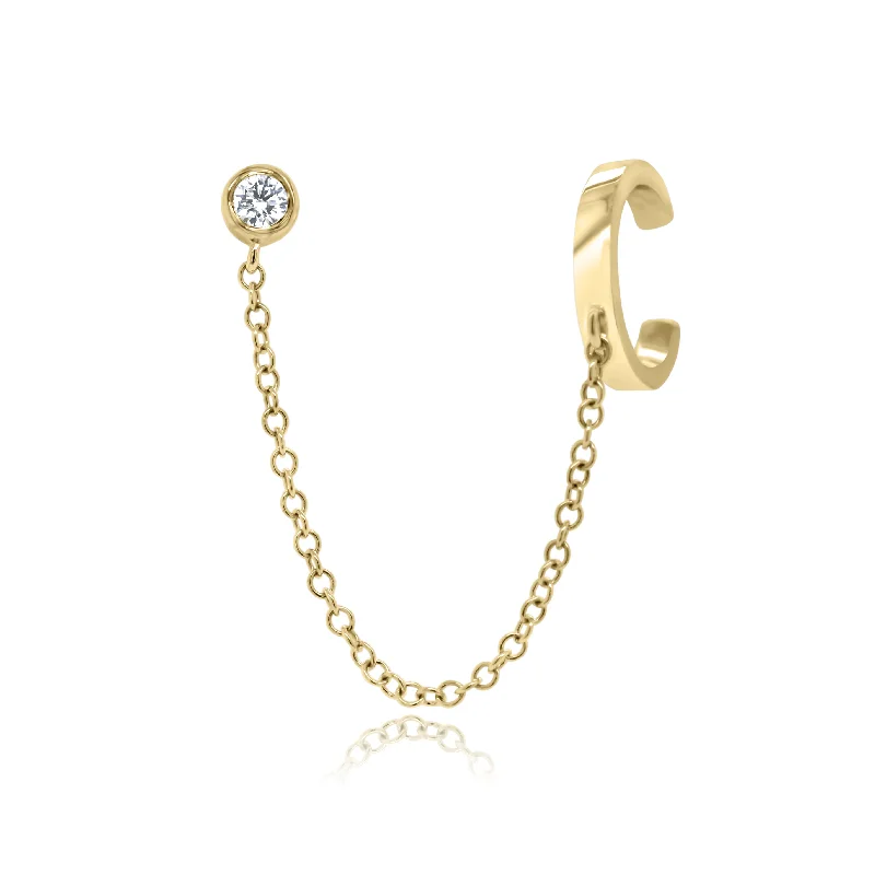 Limited-Time Jewelry Sale – Elegant Styles At Less Gold Ear Cuff with Chain and Bezel-Set Diamond Stud Limited-Time Jewelry Sale – Elegant Styles At Less Gold Ear Cuff with Chain and Bezel-Set Diamond Stud