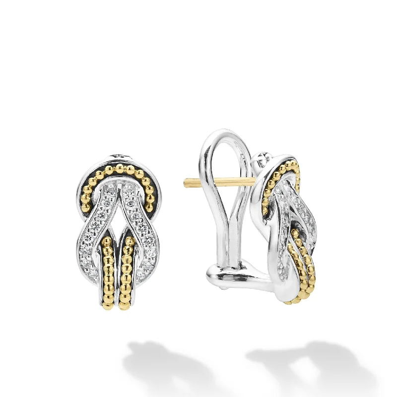 Premium Jewelry Now Available At Special Discounts Newport Two-Tone Knot Diamond Huggie Earrings