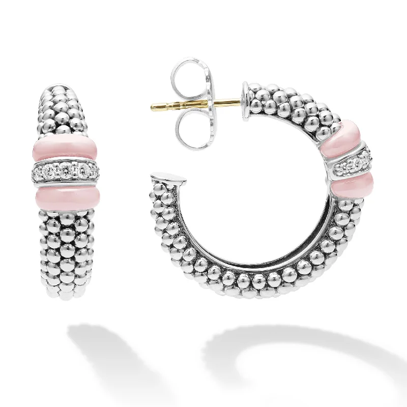 Limited Stock On Premium Jewelry At Low Prices Pink Caviar Ceramic Caviar Diamond Hoop Earrings Limited Stock On Premium Jewelry At Low Prices Pink Caviar Ceramic Caviar Diamond Hoop Earrings