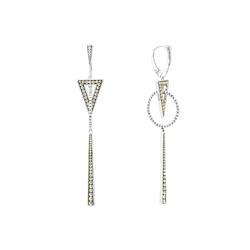 Modern Statement Jewelry For Bold Styling Signature Caviar Two-Tone Triangle Circle Drop Earrings Modern Statement Jewelry For Bold Styling Signature Caviar Two-Tone Triangle Circle Drop Earrings