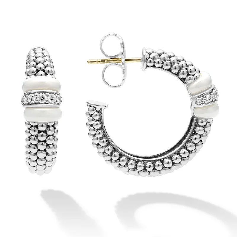 Exclusive Jewelry Bundles At Discounted Rates White Caviar Ceramic Caviar Diamond Hoop Earrings