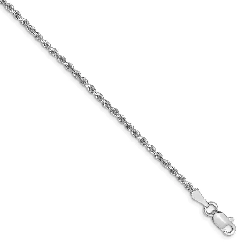 Luxury Jewelry Without The Luxury Price Tag 1.75mm 10k White Gold Solid Diamond Cut Rope Chain Bracelet, 7 Inch Luxury Jewelry Without The Luxury Price Tag 1.75mm 10k White Gold Solid Diamond Cut Rope Chain Bracelet, 7 Inch