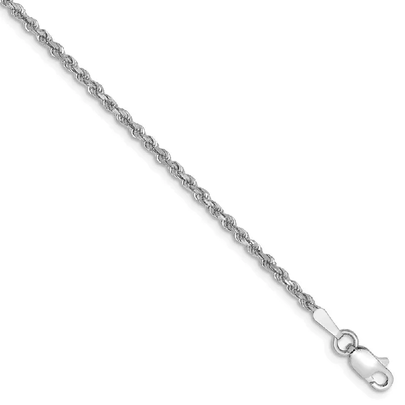 Dainty Floral Jewelry For Feminine Elegance 1.8mm, 14k White Gold, Diamond Cut Solid Rope Chain Bracelet Dainty Floral Jewelry For Feminine Elegance 1.8mm, 14k White Gold, Diamond Cut Solid Rope Chain Bracelet