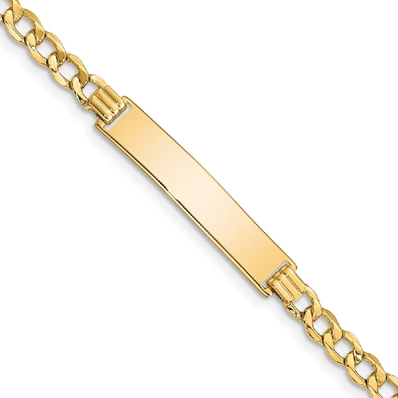 The Perfect Jewelry Piece At The Perfect Discount 14k Yellow Gold 4.75mm Hollow Curb Link I.D. Bracelet - 7 Inch The Perfect Jewelry Piece At The Perfect Discount 14k Yellow Gold 4.75mm Hollow Curb Link I.D. Bracelet - 7 Inch