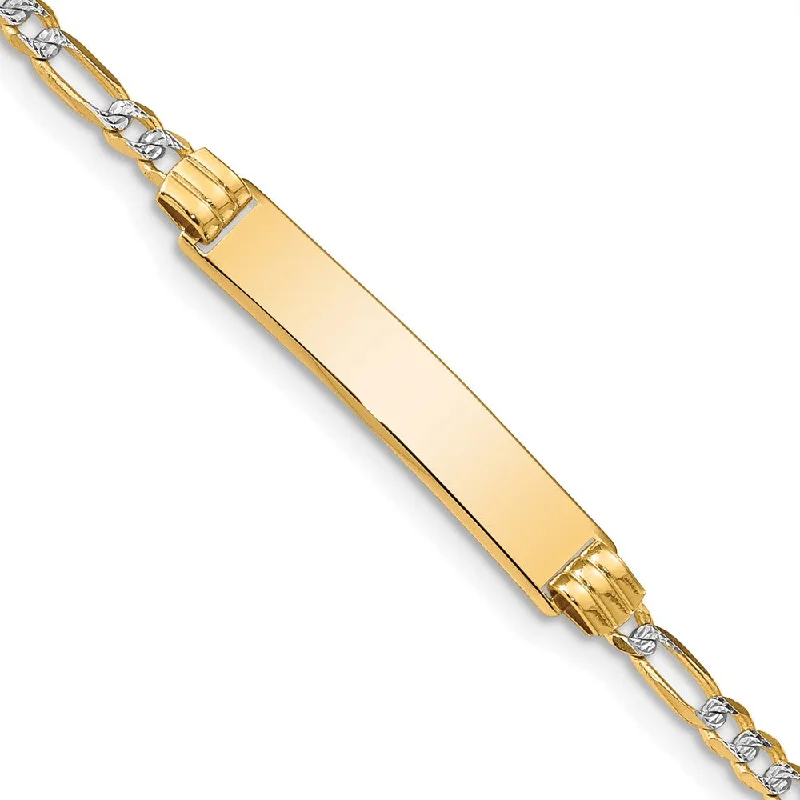 Fashion-Forward Jewelry At Incredible Prices 14k Yellow Gold and Rhodium Pave Figaro I.D. Bracelet 7 Inch Fashion-Forward Jewelry At Incredible Prices 14k Yellow Gold and Rhodium Pave Figaro I.D. Bracelet 7 Inch