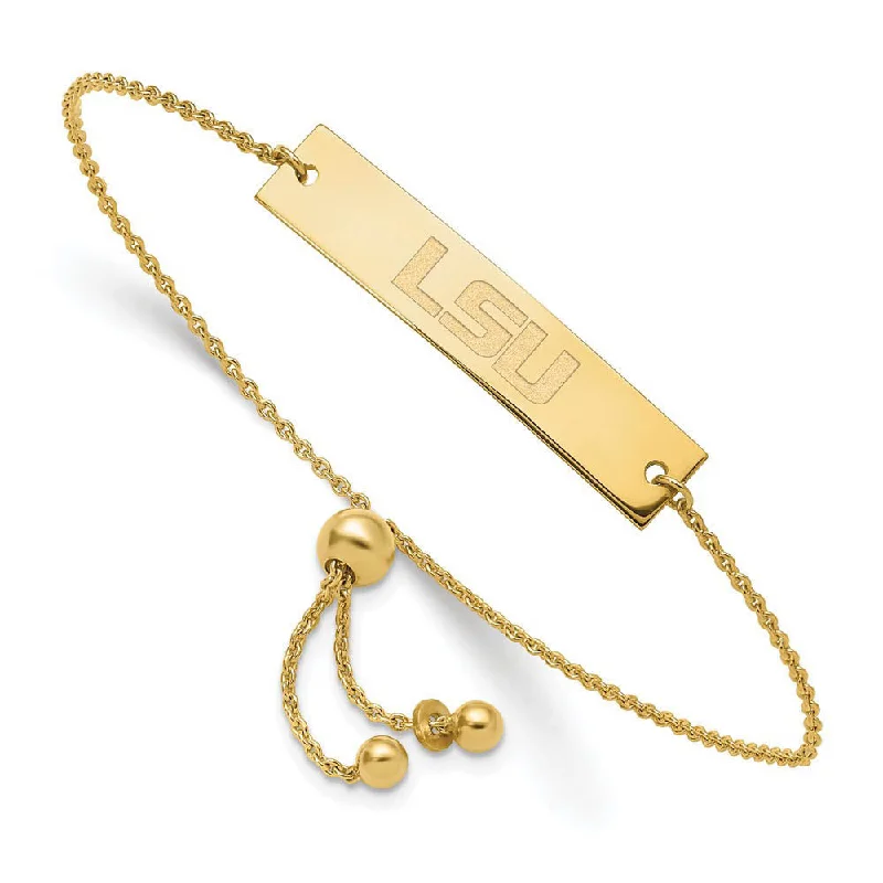 Your Perfect Accessory At The Perfect Price 14K Yellow Gold Plated Sterling Silver LSU Small Bar Adj Bracelet 9 In Your Perfect Accessory At The Perfect Price 14K Yellow Gold Plated Sterling Silver LSU Small Bar Adj Bracelet 9 In