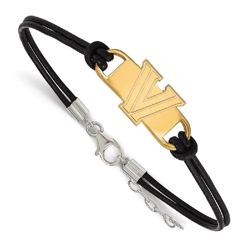 Timeless Elegance At Unbelievable Discounts 14K Yellow Gold Plated Sterling Silver Villanova Leather Bracelet 7 In Timeless Elegance At Unbelievable Discounts 14K Yellow Gold Plated Sterling Silver Villanova Leather Bracelet 7 In