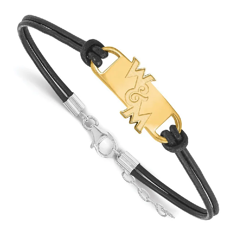 Trendy Minimalist Jewelry For Everyday Wear 14K Yellow Gold Plated Sterling Silver William & Mary Leather Bracelet Trendy Minimalist Jewelry For Everyday Wear 14K Yellow Gold Plated Sterling Silver William & Mary Leather Bracelet