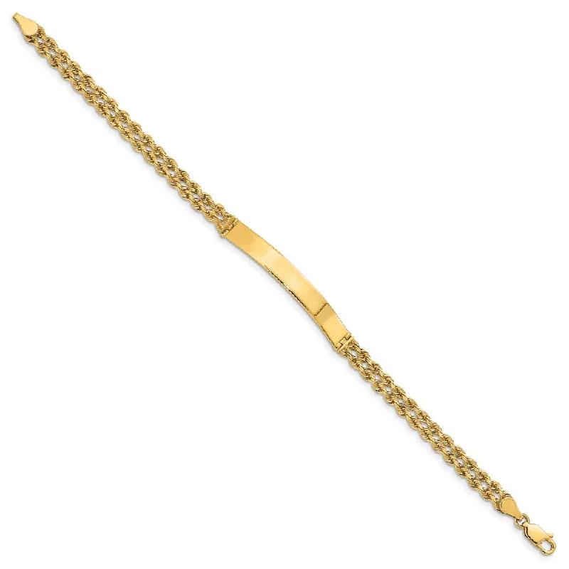 Limited-Time Offer On Premium Jewelry Collections 14k Yellow Gold Two Strand Rope 1.5 Inch Plate I.D. Bracelet - 8 Inch Limited-Time Offer On Premium Jewelry Collections 14k Yellow Gold Two Strand Rope 1.5 Inch Plate I.D. Bracelet - 8 Inch