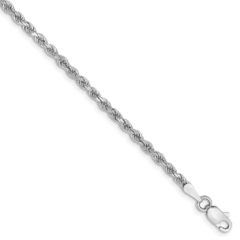 Limited Stock On Premium Jewelry At Low Prices 2.25mm, 14k White Gold, Diamond Cut Solid Rope Chain Bracelet Limited Stock On Premium Jewelry At Low Prices 2.25mm, 14k White Gold, Diamond Cut Solid Rope Chain Bracelet