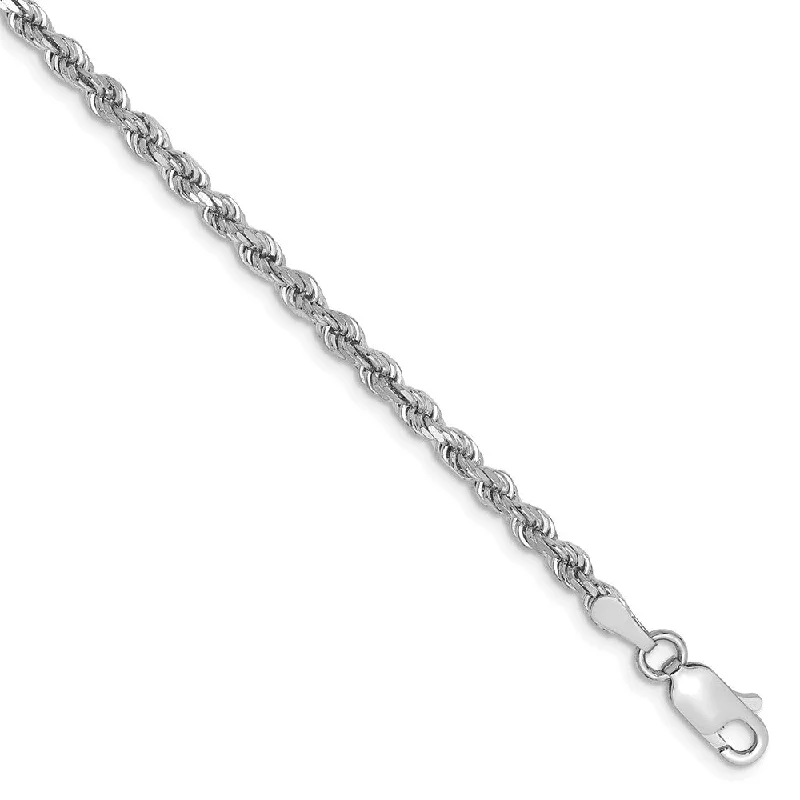Affordable Glamour – Premium Jewelry For Less 2.75mm, 14k White Gold, Diamond Cut Solid Rope Chain Bracelet Affordable Glamour – Premium Jewelry For Less 2.75mm, 14k White Gold, Diamond Cut Solid Rope Chain Bracelet
