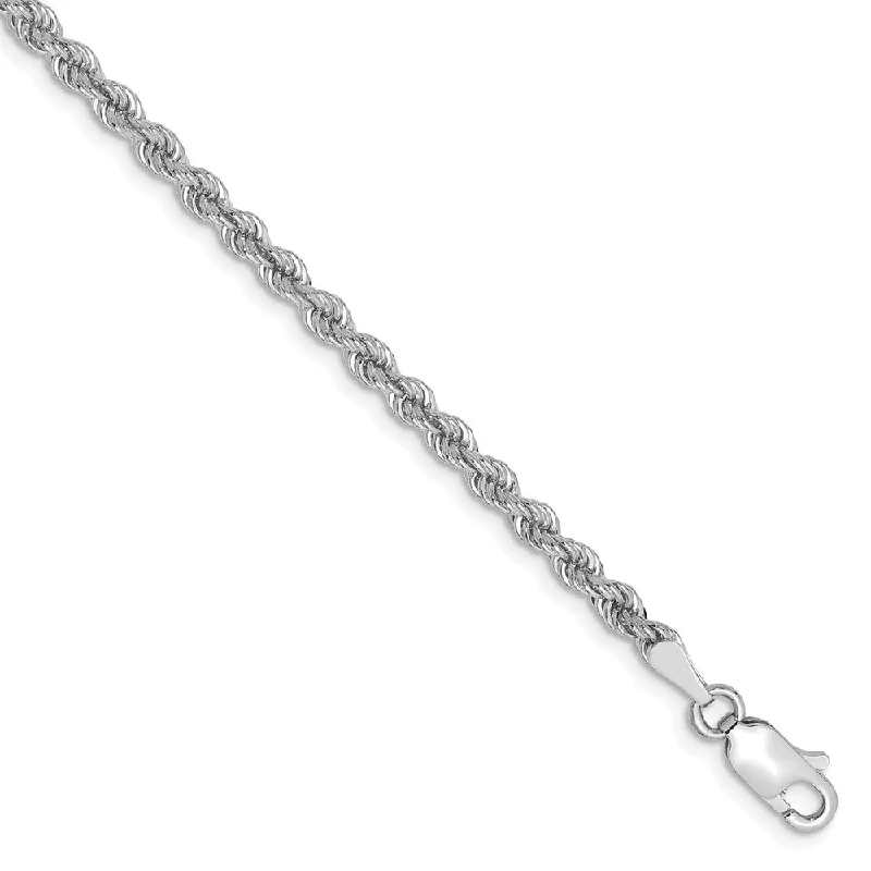 Jewelry Clearance Sale – Final Reductions 2.75mm, 14k White Gold, Handmade Solid Rope Chain Bracelet, 8 Inch Jewelry Clearance Sale – Final Reductions 2.75mm, 14k White Gold, Handmade Solid Rope Chain Bracelet, 8 Inch