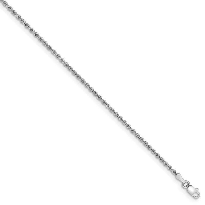 Get The Jewelry You Love At A Price You Love 2mm, 14k White Gold, Handmade Solid Rope Chain Bracelet, 8 Inch Get The Jewelry You Love At A Price You Love 2mm, 14k White Gold, Handmade Solid Rope Chain Bracelet, 8 Inch