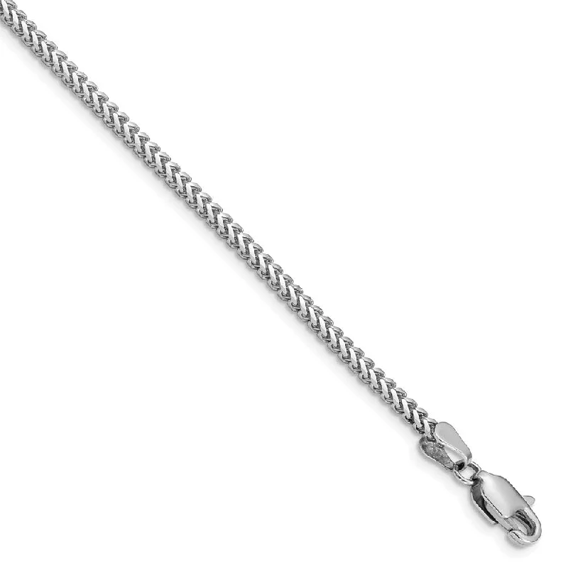 Shop Handcrafted Jewelry At Special Promotional Rates 2mm, 14k White Gold, Solid Franco Chain Bracelet Shop Handcrafted Jewelry At Special Promotional Rates 2mm, 14k White Gold, Solid Franco Chain Bracelet