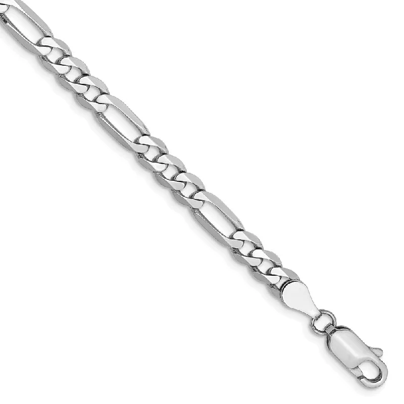 Delicate Crystal Jewelry For Sophisticated Charm 4.5mm, 14k White Gold, Flat Figaro Chain Bracelet Delicate Crystal Jewelry For Sophisticated Charm 4.5mm, 14k White Gold, Flat Figaro Chain Bracelet