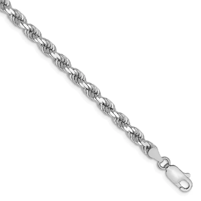 Shop Modern Jewelry Collections With Exclusive Discounts 4mm, 14k White Gold, Diamond Cut Solid Rope Chain Bracelet Shop Modern Jewelry Collections With Exclusive Discounts 4mm, 14k White Gold, Diamond Cut Solid Rope Chain Bracelet